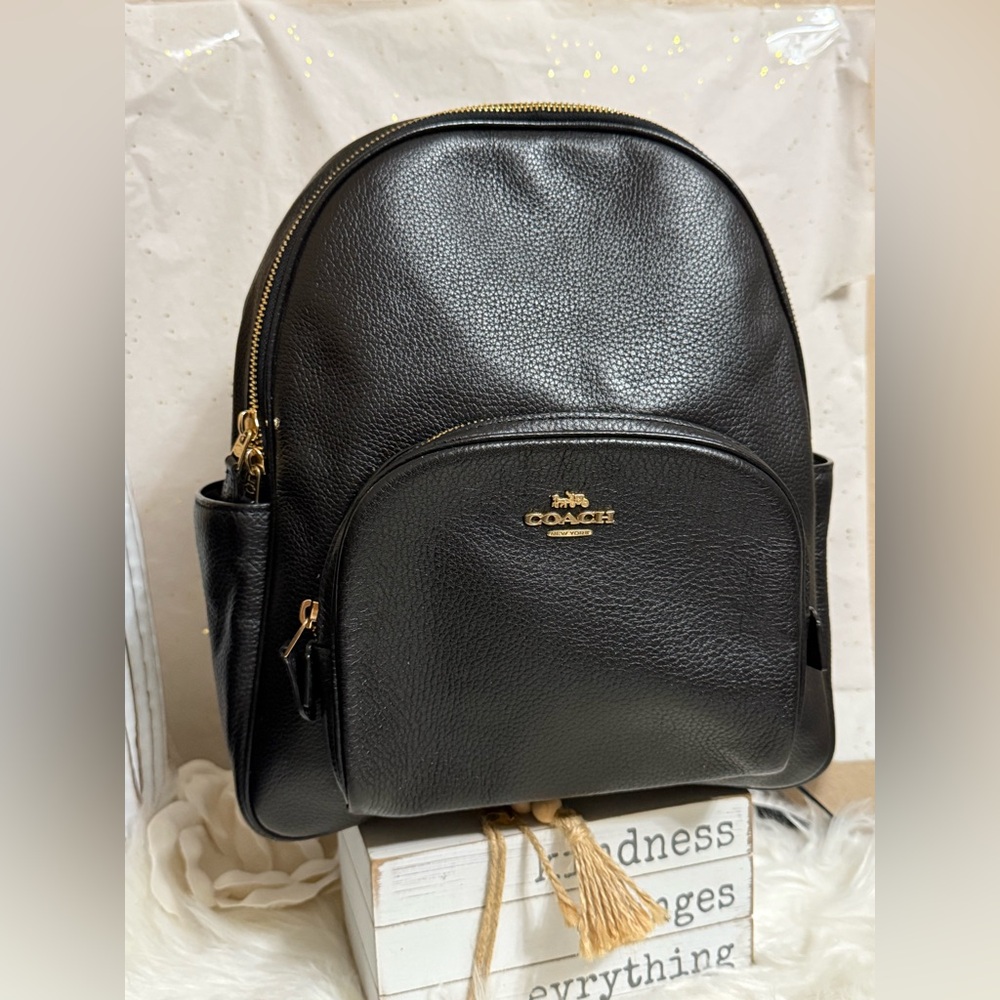 Coach Black Backpack with Gold Accents